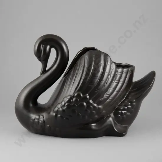 Crown Lynn Large Black Swan Vase