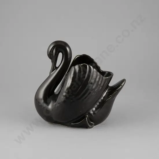Crown Lynn Medium Black Swan Vase