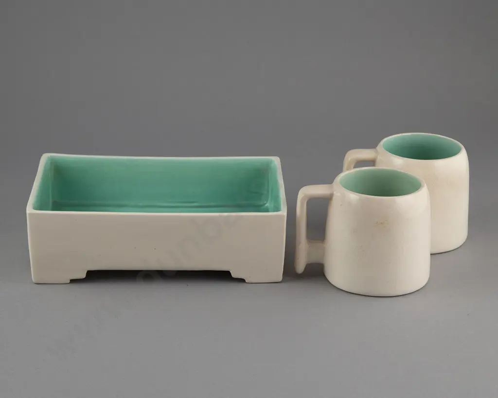O C Stephens Rectangular Float Vase & Pair of Mugs Image 1++