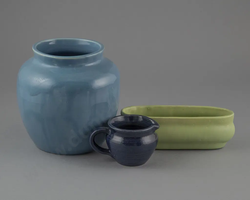 Olive Jones Blue Vase with Small Navy Jug & Green Trough Image 1++