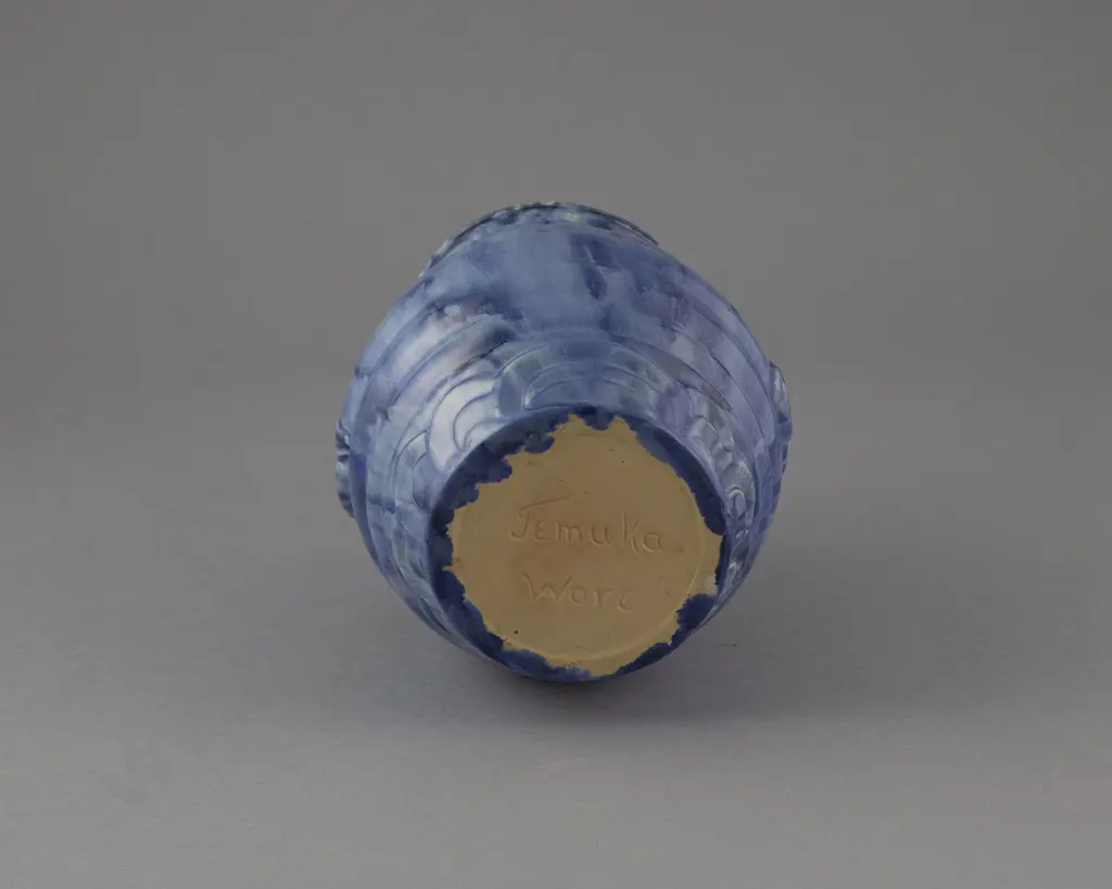 Temuka Topliss Period Art Deco Blue Vase Image 1++