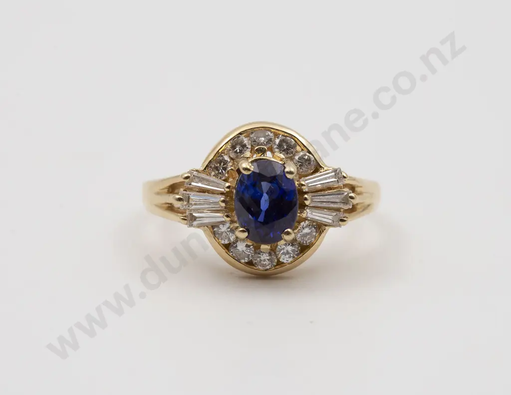 14ct 17stone Sapphire and Diamond Cluster Ring Image 1++