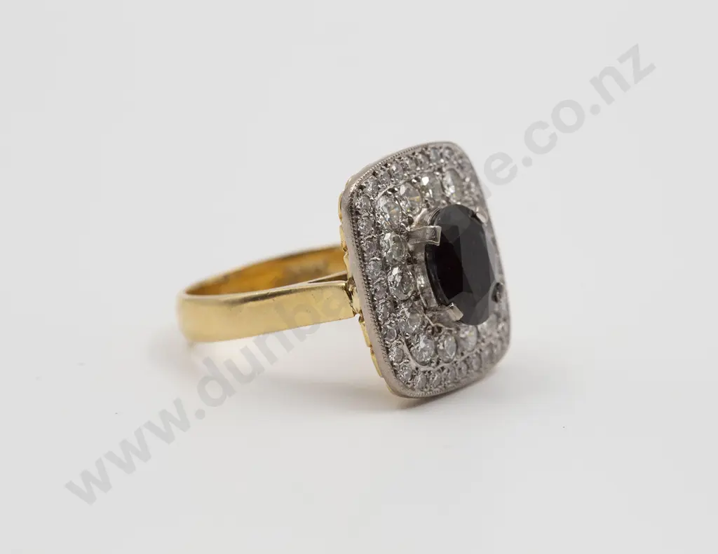 18ct White & Yellow Gold 47stone Sapphire and Diamond Cluster Ring Image 1++