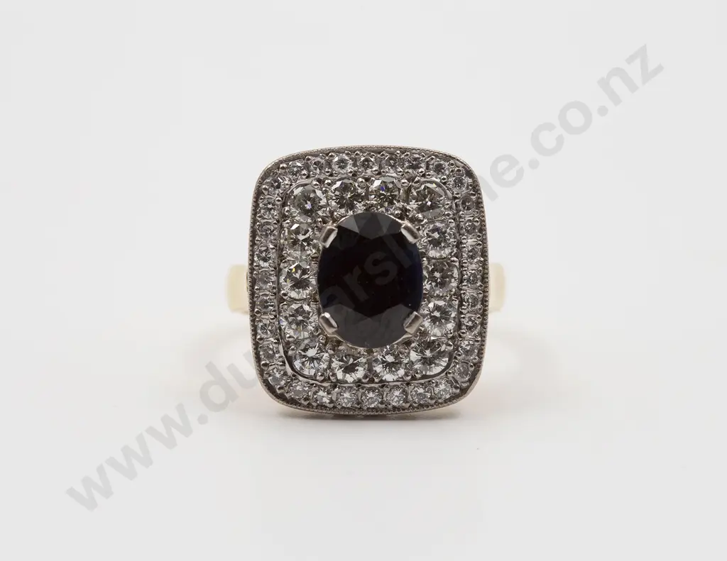 18ct White & Yellow Gold 47stone Sapphire and Diamond Cluster Ring Image 1++