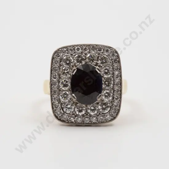 18ct White & Yellow Gold 47stone Sapphire and Diamond Cluster Ring