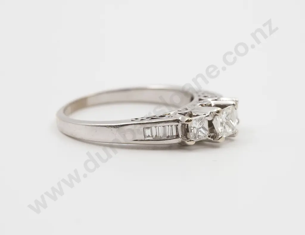 14ct White Gold Three Stone Diamond Bridge Ring Image 1++