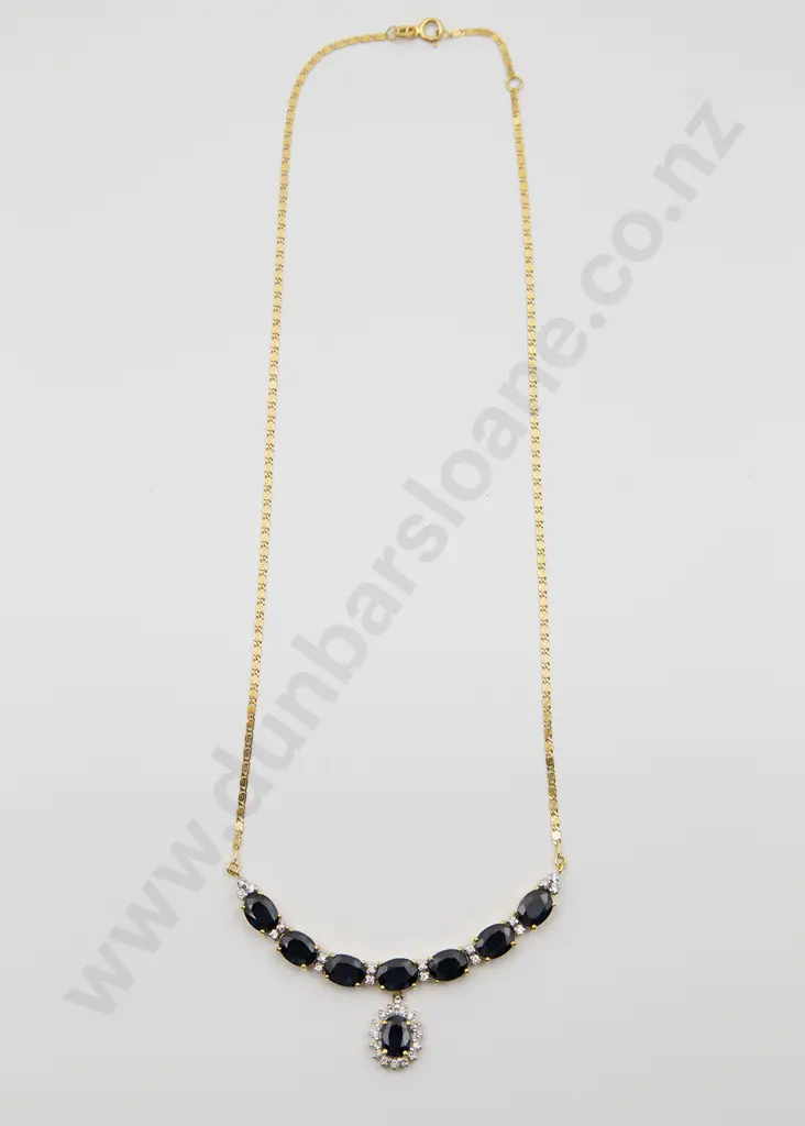 18ct 42stone Sapphire & Diamond Necklace Image 1++