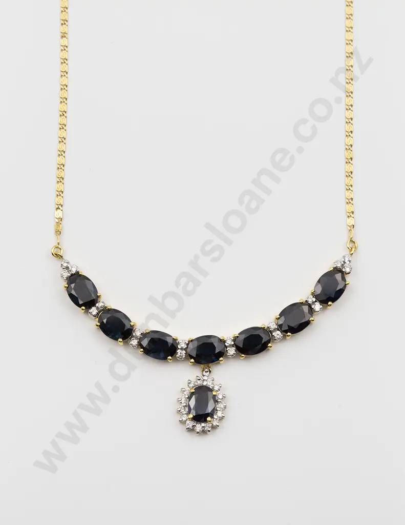 18ct 42stone Sapphire & Diamond Necklace Image 1++