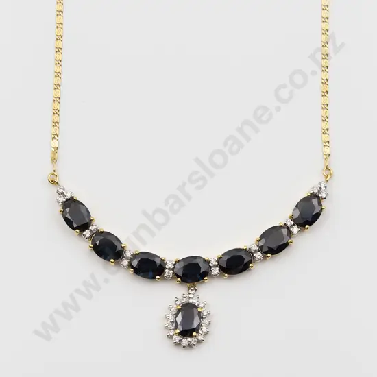 18ct 42stone Sapphire & Diamond Necklace
