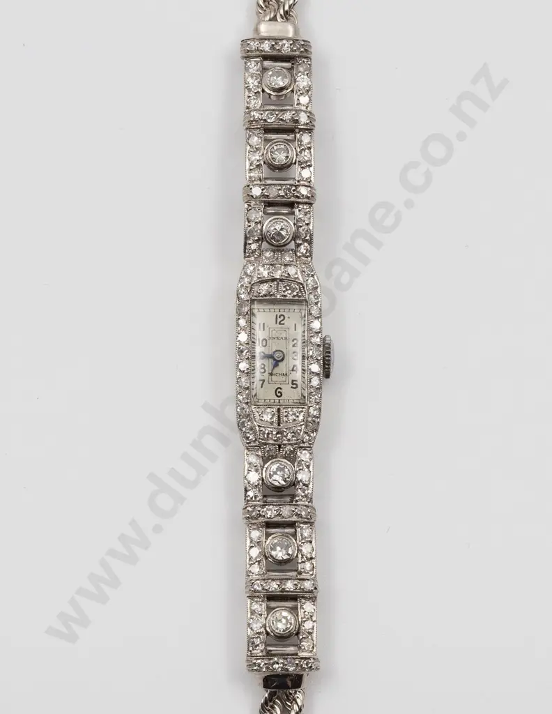 Art Deco All Platinum and Diamond Invar Ladies Cocktail Wrist Watch Image 1++