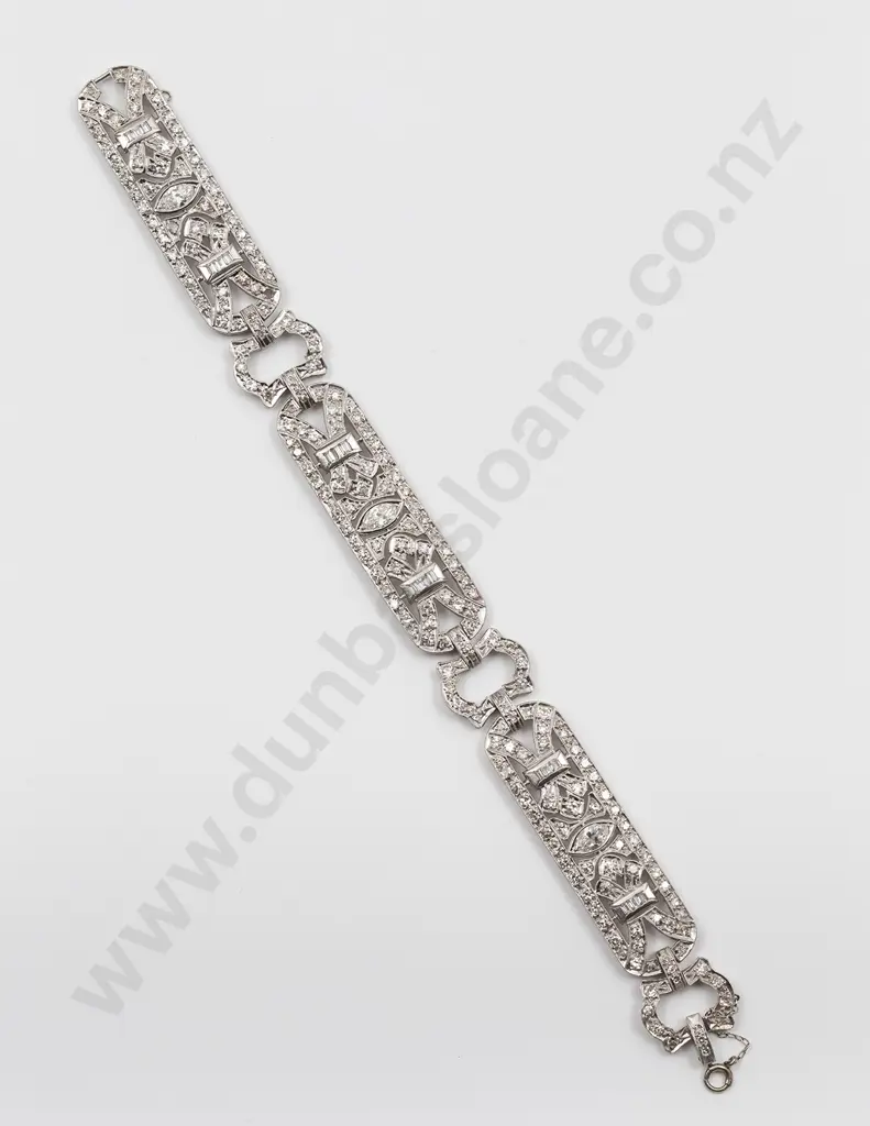 Art Deco All Platinum Diamond Bracelet Image 1++
