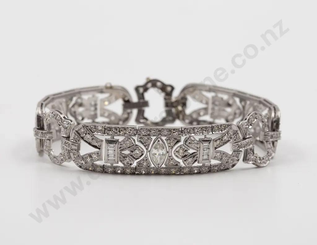 Art Deco All Platinum Diamond Bracelet Image 1++