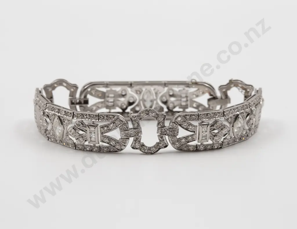 Art Deco All Platinum Diamond Bracelet Image 1++