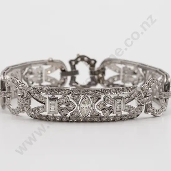 Art Deco All Platinum Diamond Bracelet