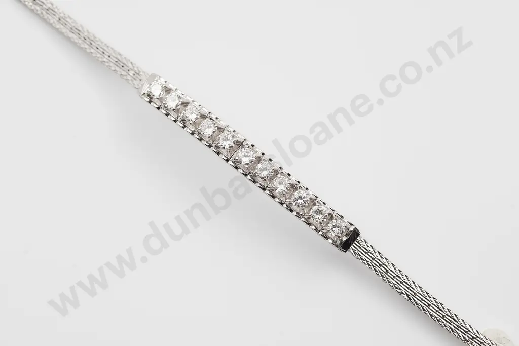 18ct White Gold Eleven Stone Diamond Bracelet Image 1++