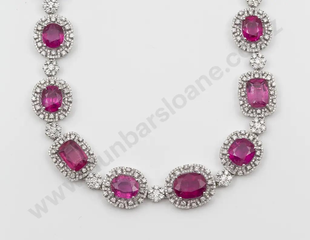 18ct White Gold Pink Tourmaline and Diamond Necklace Image 1++