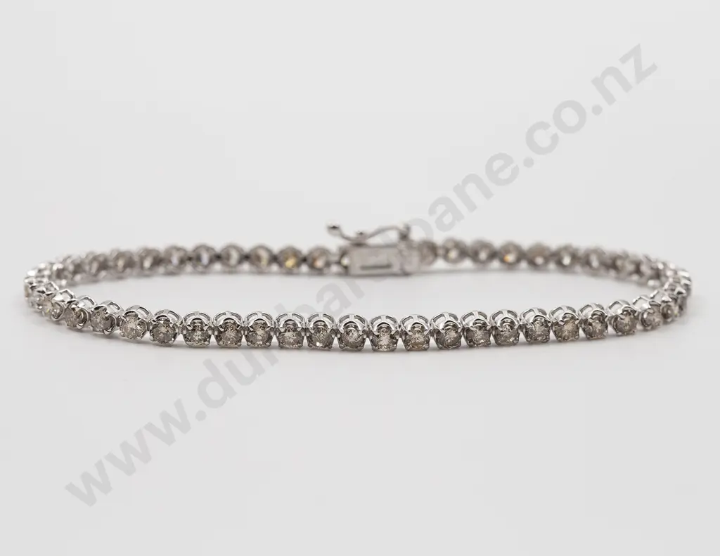 18ct White Gold 51stone Diamond Tennis Bracelet Image 1++