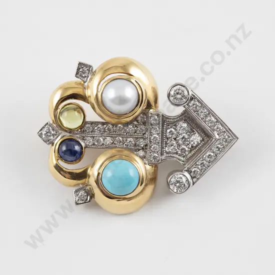 18ct Yellow & White Gold Arrow Style Brooch