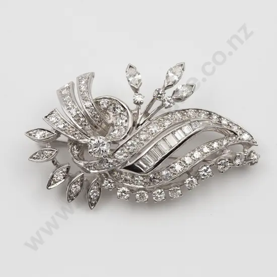 14ct White Gold 74stone Diamond Spray Brooch