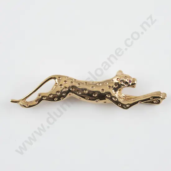 9ct Running Leopard Brooch