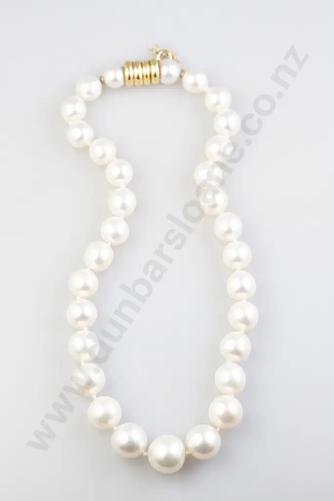 Single Strand Slightly Graduated Cultured South Seas Pearl Necklace Image 1++