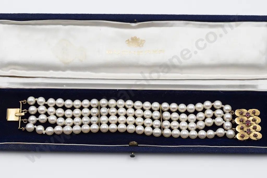 Four Uniform Strand Cultured Pearl Bracelet Image 1++