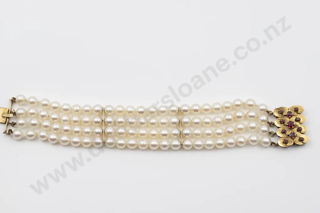Four Uniform Strand Cultured Pearl Bracelet Image 1++