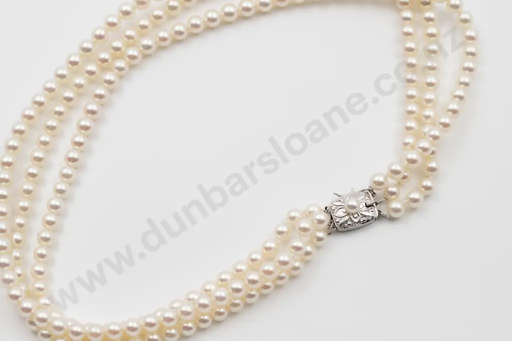 Mikimoto Triple Uniform Strand Cultured Pearl Necklace Image 1++