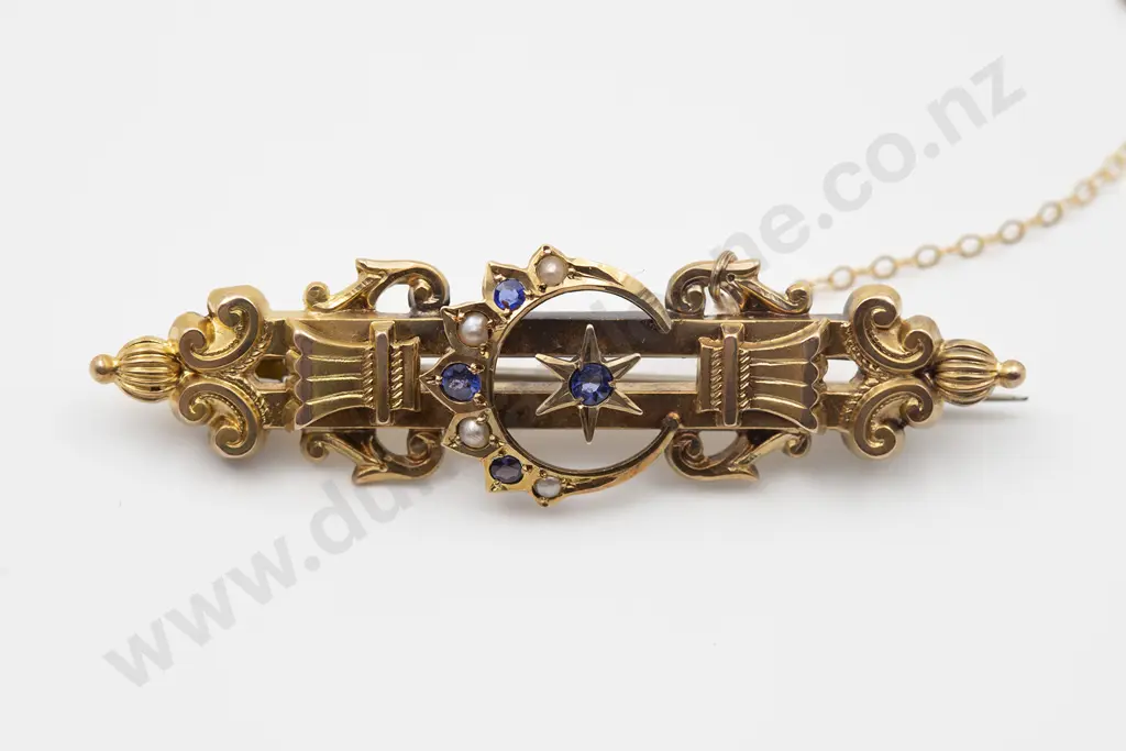 Possible Australian Colonial 15ct Fancy Bar Brooch Image 1++