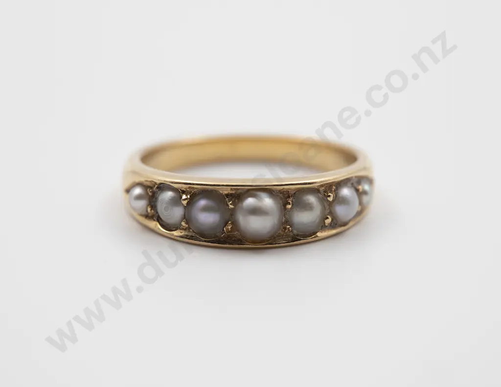 Victorian 18ct Seven Half Pearl Band Ring Image 1++