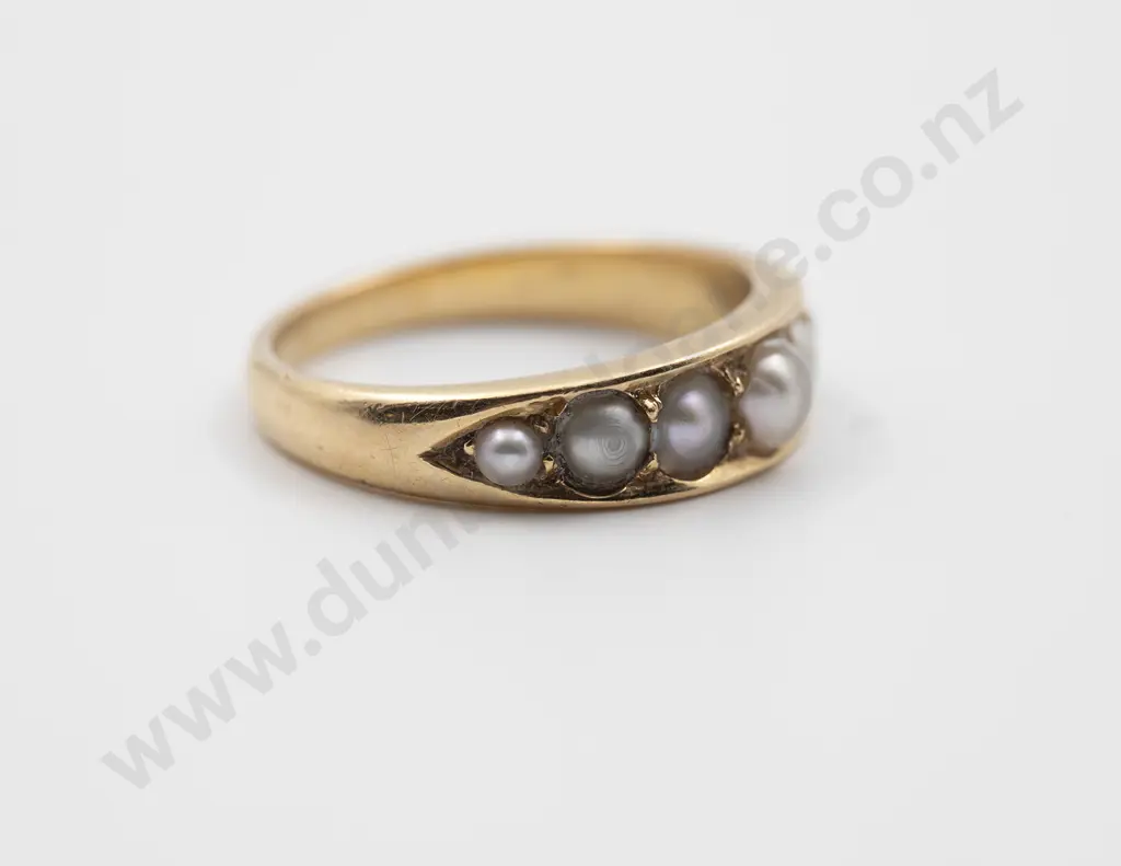 Victorian 18ct Seven Half Pearl Band Ring Image 1++