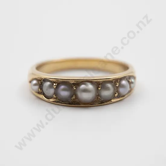 Victorian 18ct Seven Half Pearl Band Ring
