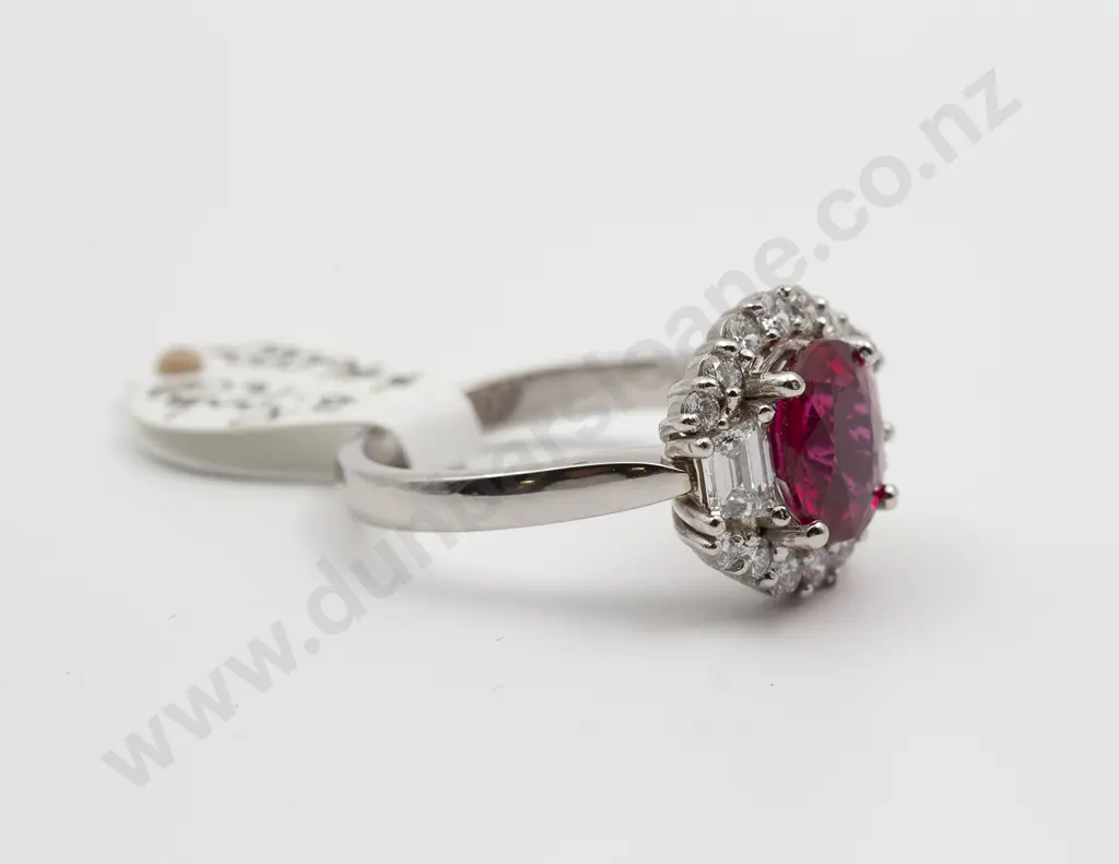 All Platinum 17stone Ruby and Diamond Cluster Ring Image 1++