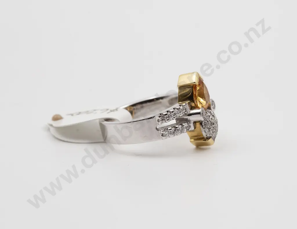 18ct Yellow & White Gold 37stone Yellow Sapphire and Diamond Dress Ring Image 1++