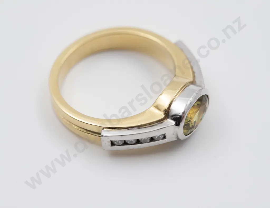 18ct Yellow & White Gold Nine Stone Malaia Garnet and Diamond Bridge Ring Image 1++