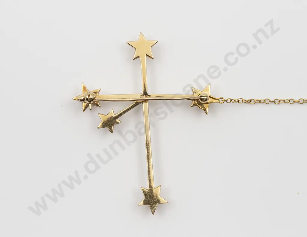 Mikimoto 14ct Modern Design Southern Cross Brooch Image 1++