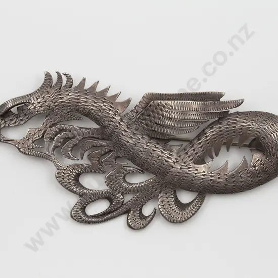NZ Silver Patoni Dragon Brooch