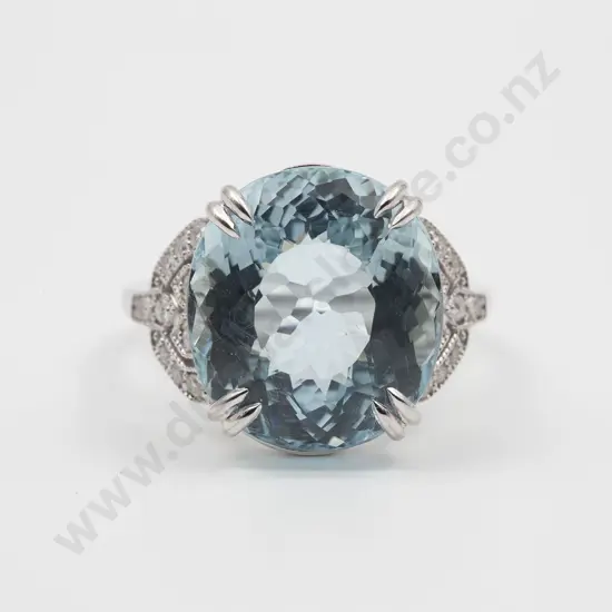 14ct White Gold Single Aquamarine Dress Ring
