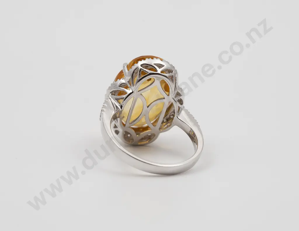 18ct White Gold 43stone Citrine and Diamond Cluster Ring Image 1++