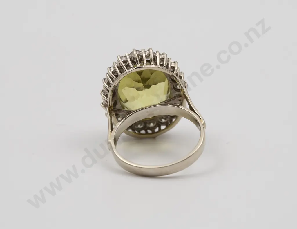14ct White Gold 21stone Green Quartz and Diamond Cluster Ring Image 1++