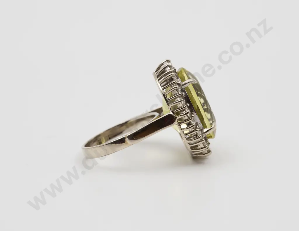 14ct White Gold 21stone Green Quartz and Diamond Cluster Ring Image 1++