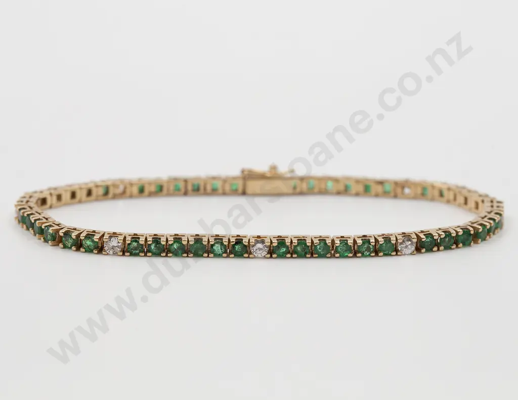 14ct 56stone Emerald and Diamond Tennis Bracelet Image 1++