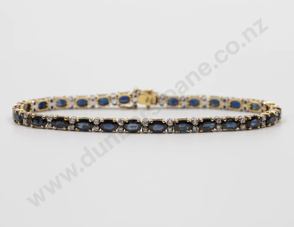 18ct 81stone Sapphire and Diamond Tennis Style Bracelet Image 1++