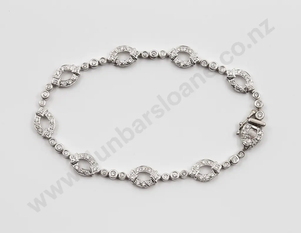 14ct White Gold 98stone Diamond Fancy Bracelet Image 1++