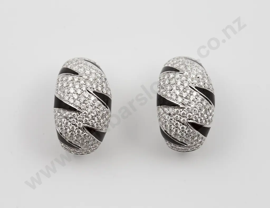 Pair 18ct White Gold Diamond Hoop Earrings Image 1++