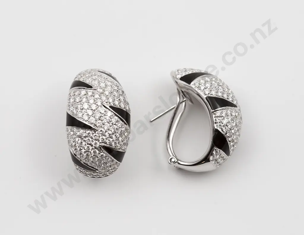 Pair 18ct White Gold Diamond Hoop Earrings Image 1++