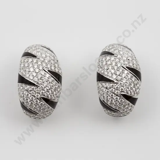 Pair 18ct White Gold Diamond Hoop Earrings