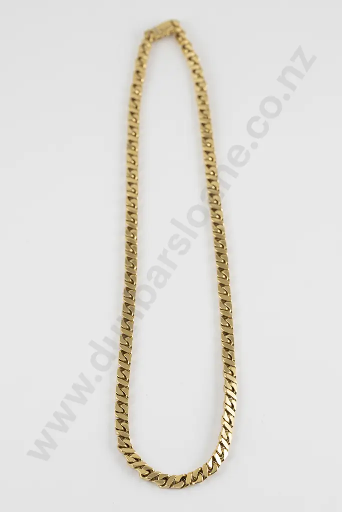 18ct Modern Flat Mixed Curb Link Neck Chain Image 1++