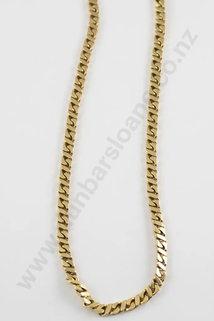 18ct Modern Flat Mixed Curb Link Neck Chain Image 1++
