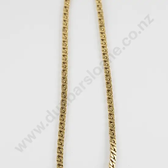18ct Modern Flat Mixed Curb Link Neck Chain